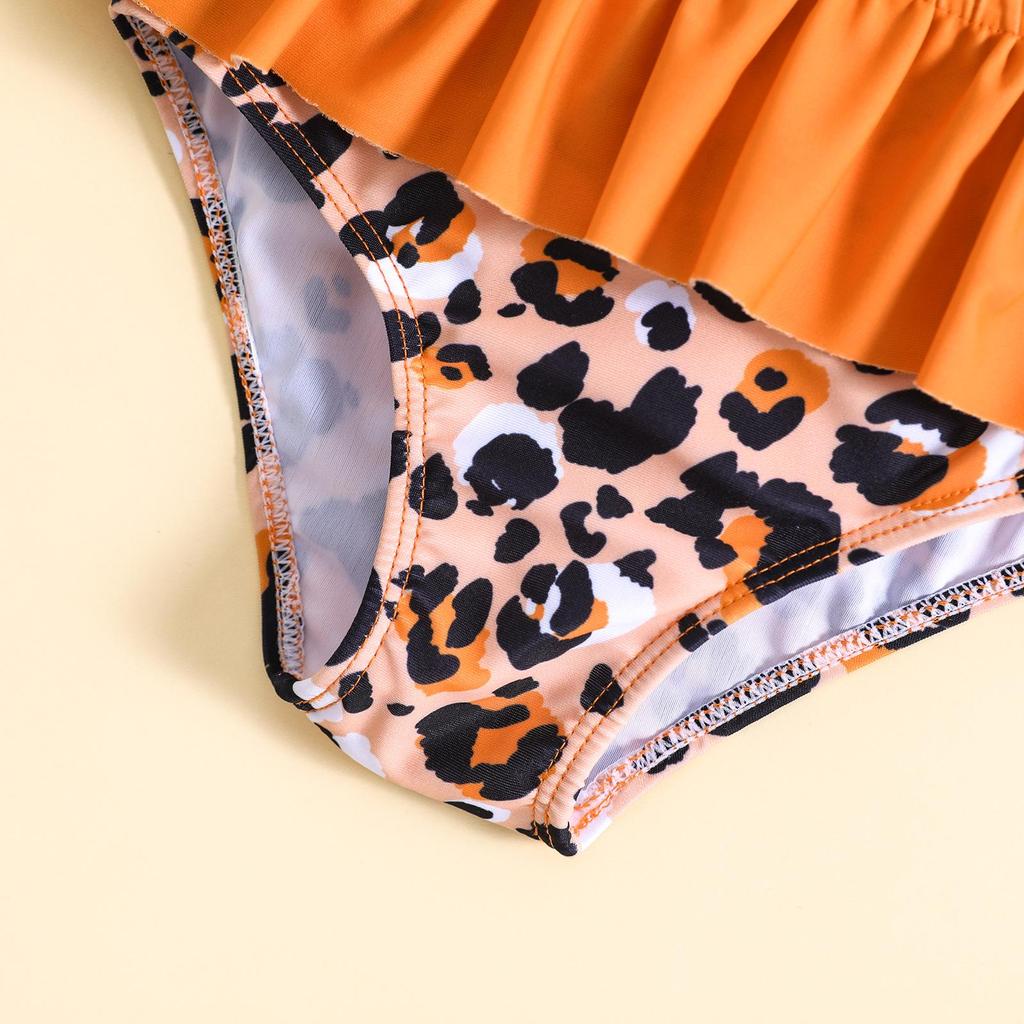 Детский купальник-двойка с леопардовым принтом и дизайном бабочки