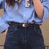 Fashion Vintage Casual Thin Waist Strap Leather Belt Trouser Dress Belts Metal Buckle Waistband