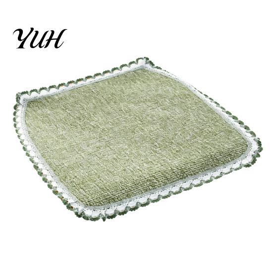 Minimalist Chair Mats for Study Cotton Linen Pad with Ties, Striped Plaid Mat French Pastoral Style Seat Pads Lace Trim, Breathable Dining Office