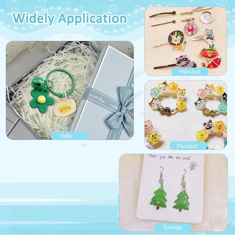 A5 Shrinkydink Keychain Kit, Shrink Dinks Paper Kits For Kids DIY Art Craft With Keychain Earring Hairclips Brooch