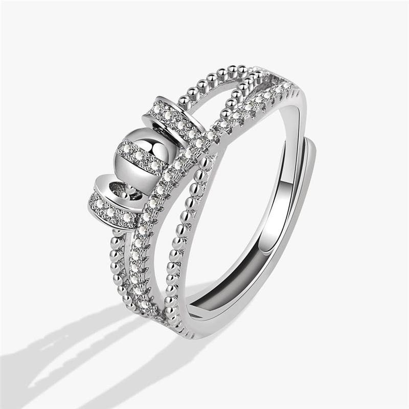 Fashion Beads Anxiety Ring Fidget Spinner Rings Korea Crystal Butterfly Flower Star Moon Ring Anti Stress Jewelry Gift
