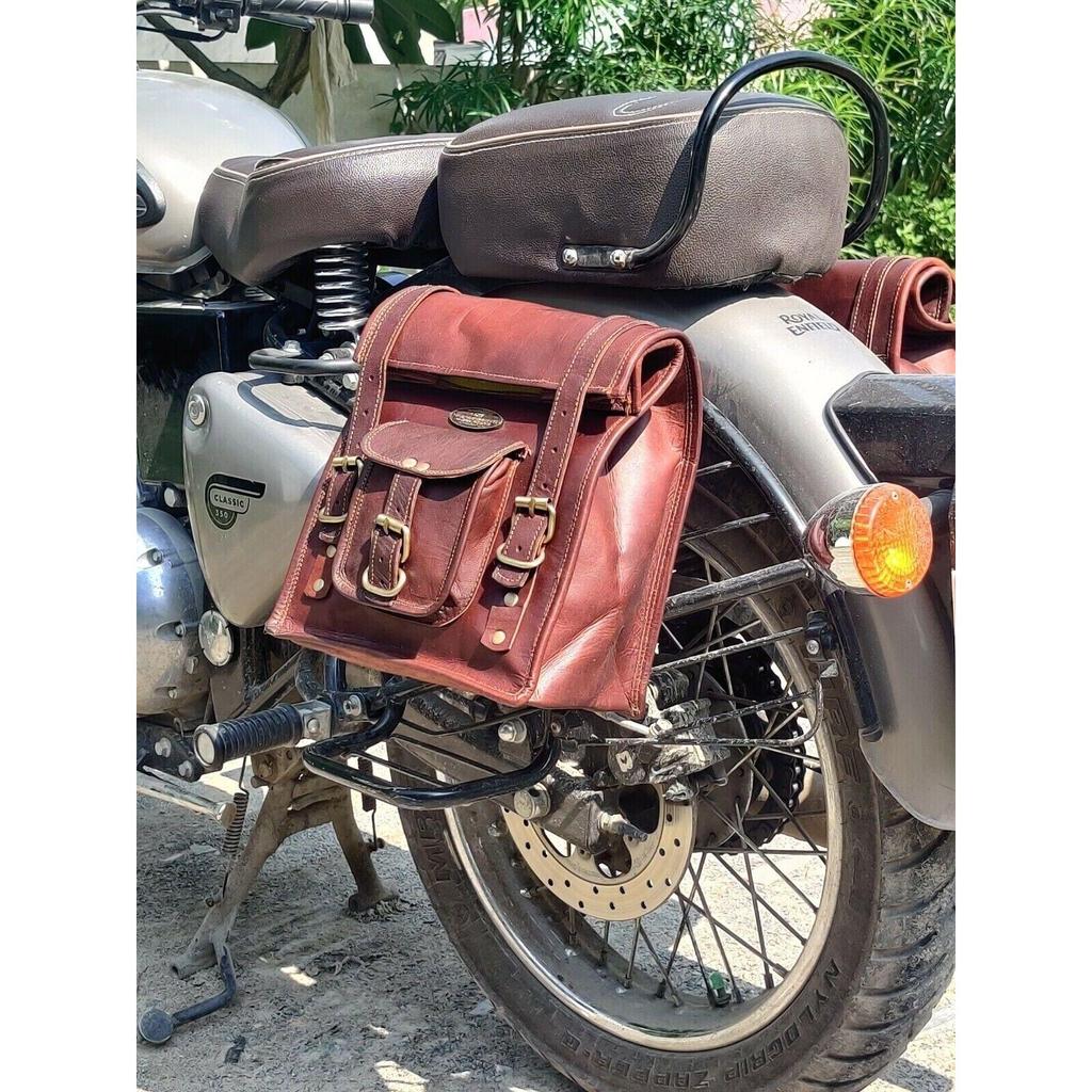 3 боковых сумки для мотоциклов 2, коричневые кожаные седельные сумки, седельные кофры