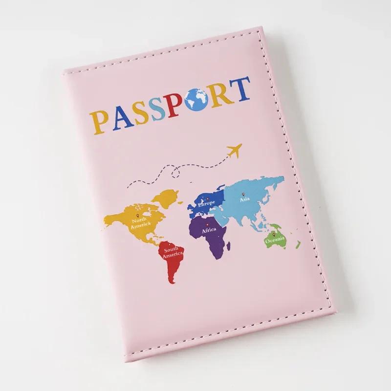 New Color Letter Map Printed Passport Holder Passport Cover Ticket Clip Passport Wallet Travel Wallet ID Card Holder Unisex