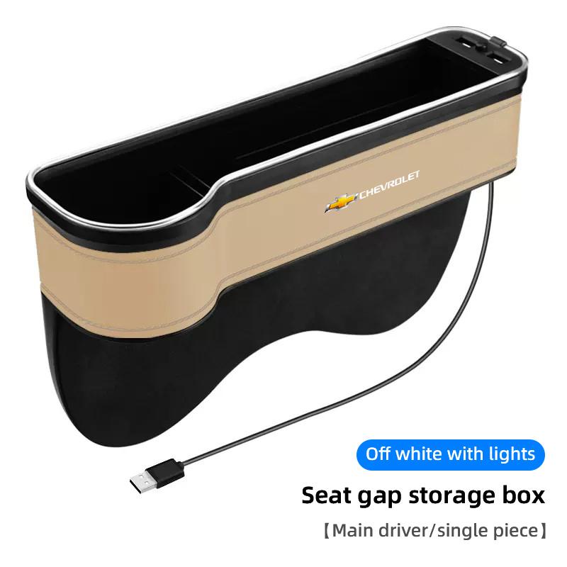 Car LED Lights Seat Gap Storage Box Cup Holder With USB Charging For Chevrolet Spark Captiva Cruze Malibu Equinox Trax Camaro GN7