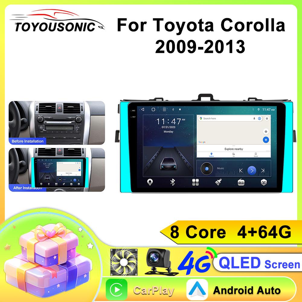 10.1" Android 13 автомобильный стерео радиоприемник для Toyota Corolla E140 / 150 2007 2008 2009 2010 2011 2012 2013 мультимедийный проигрыватель 2 Din DVD