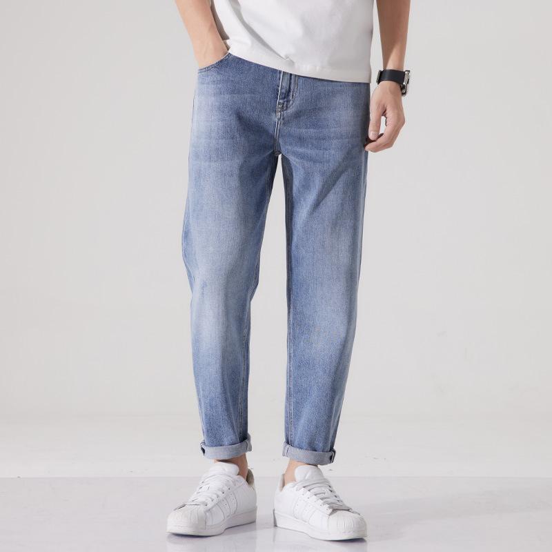 Модные мужские джинсы, свободные прямые брюки, широкие брюки, корейское издание, модные брюки-харун, весенние и осенние леггинсы, повседневные брюки