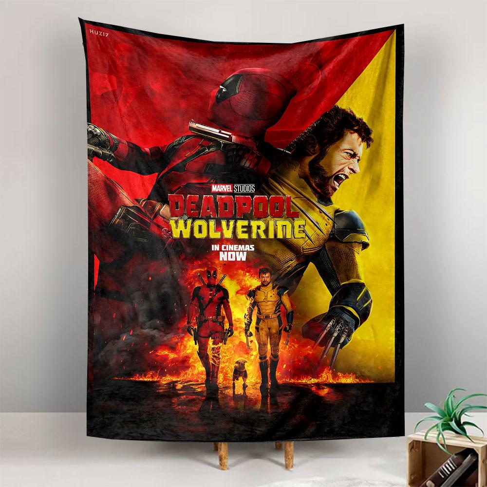 Deadpool and Wolverine Tapestry Wall Hanging, Marvel Merc Duo Movie Art, Action Wall Decor for Bedroom Gaming Room