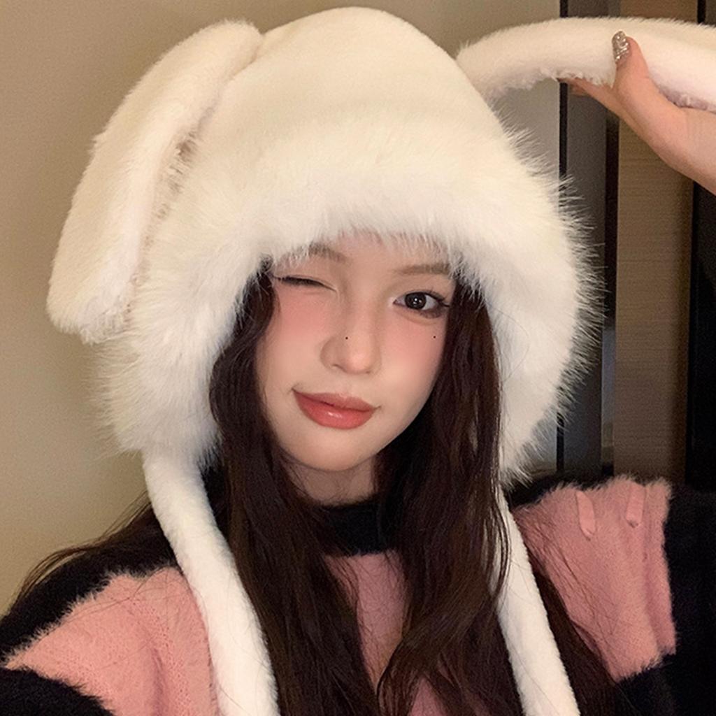 Fashion Enthusiasts Rabbit Ear Beanie Windproof Trapper Hat Ear Protector Hat Adult Winter Cycling Skiing Supplies