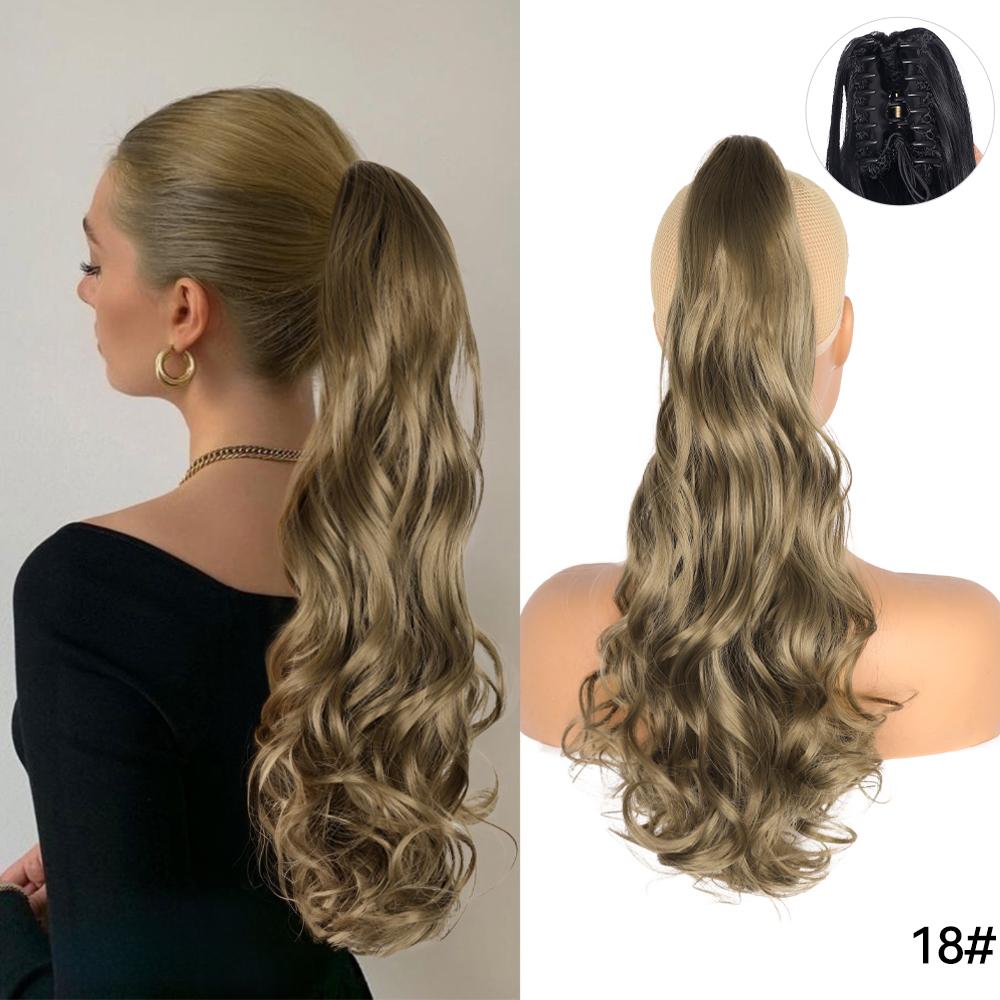 22" Ponytail Extension Claw Long Thick Wavy Curly Jaw Clip In Fake Pony Tails Soft Natural Looking Synthetic Hairpiece For Women