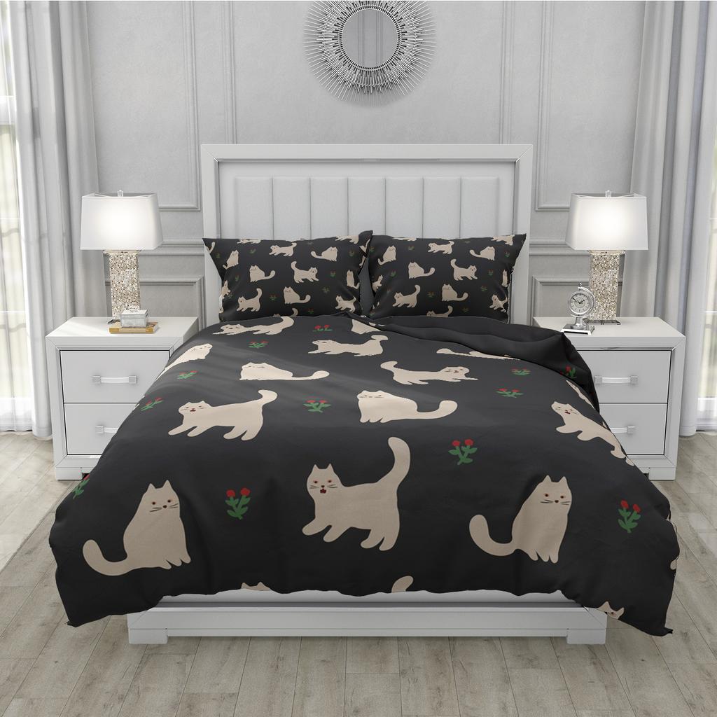 3D Printed Cartoon Style Duvet Cover Kit Ultra-fine Fiber Pillowcase 2024 New Wholesale Cute And Comfortable Animal Kit