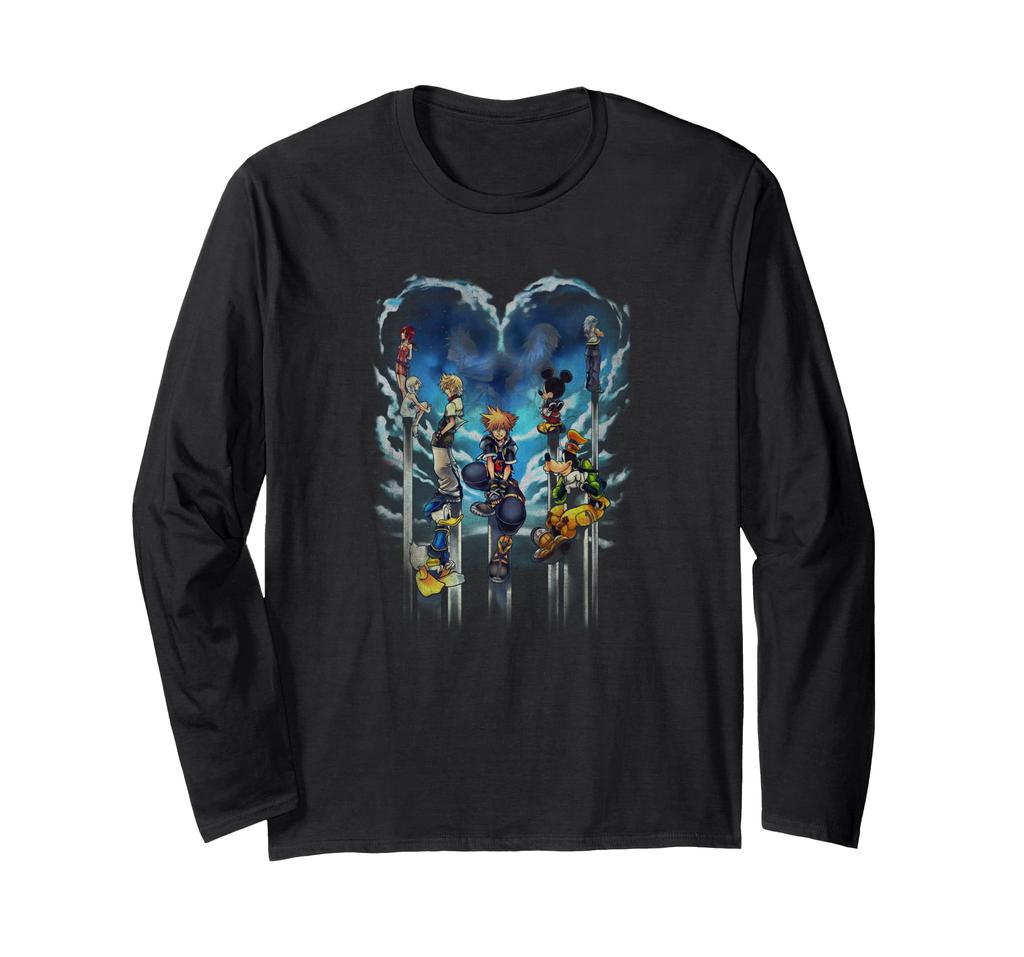 Disney Kingdom Hearts Main Character Heart-shaped Antique-style Long-sleeved T-shirt