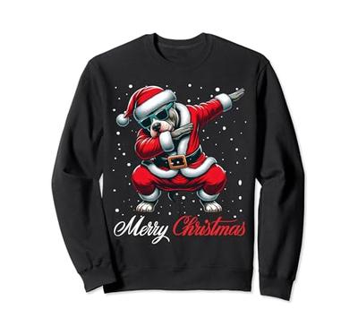 Свитшот с рисунком питбуля, танцующего на вечеринке Merry Christmas, для мальчиков, девочек, детей