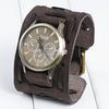 Men's Retro Quartz Watch with Wide Genuine Leather Band