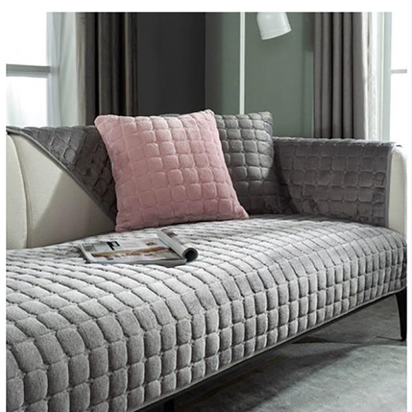Solid Color Non-slip Sofa Cover Thicken Soft Plush Sofa Cushion Towel for Living Room Furniture Decor Slipcovers Couch Covers