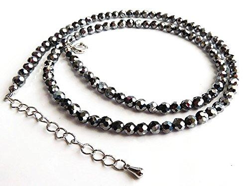 [GOLD STONE] Genuine Terahertz Ore Necklace, Mirror Cut, 4mm, Lightweight, Sparkling, Approximately 40cm Long