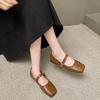 Shoes Female Buckle Strap Women's Flats Fashion Square Toe Daily Flats Women New Square Toe Solid Flat Low Heels