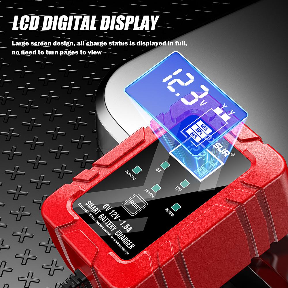 6 В 12 В 1,5 А автоматическое интеллектуальное зарядное устройство для аккумуляторов с малым током для поддержания аккумулятора мотоцикла для свинцово-кислотных гелевых AGM внедорожников лодок для Honda