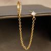 Exquisite Stainless Steel Tassel Chain Hoop Earrings for Women Simple Green Zircon Ear Piercing Earrings Fashion Jewelry aretes