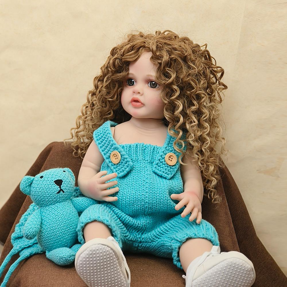 55 см Reborn Baby Princess, мягкие силиконовые куклы всего тела, гибкие, мягкие на ощупь, вьющиеся волосы, модная кукла для девочек, подарочная игрушка
