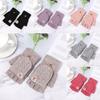 Winter Elastic Keep Finger Warm Flip Thicken Warm Knitted Gloves Half Capped Fingerless Mittens