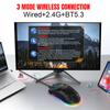 ZIYOU LANG T66 Беспроводная игровая мышь 1000 Гц Reporter RGB DPI Черная, Частота опроса, 2,4G/Bluetooth 5.3/USB-C, Подсветка, 5-уровневая регулировка, 90 г,