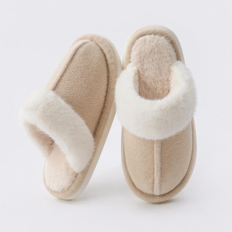 High-end Slippers Cotton Slippers Women's Thick-soled Outer Wear Couple Autumn and Winter Household Indoor Winter Fluffy Slippers Men