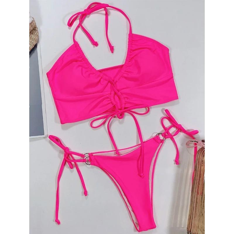 Сексуальный бикини с высоким вырезом и леопардовым принтом, женский купальник-стринги, женский купальник, комплект из двух частей, купальный костюм со шнуровкой, купальный костюм для плавания