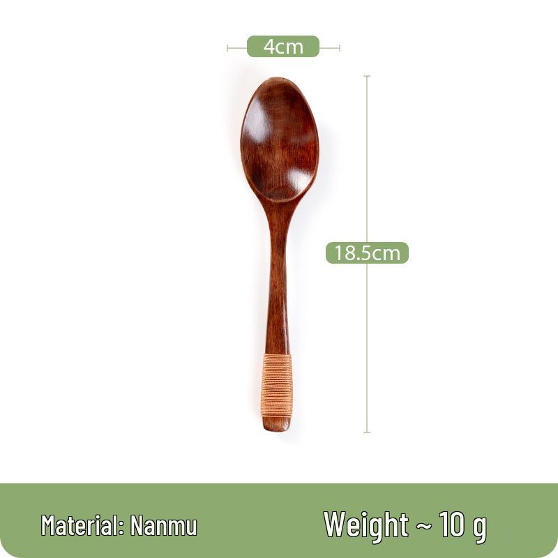 Японская маленькая деревянная суповая ложка Nanmu - цельная древесина для помешивания и питья супа