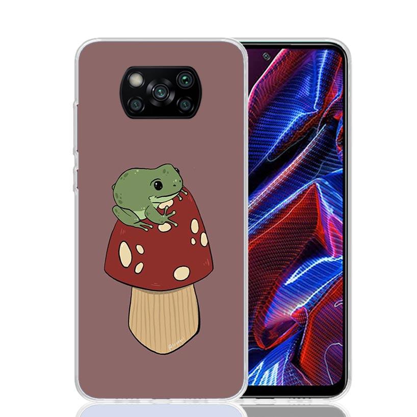 Cottagecore Frog Mushroom Kawaii Case Phone Cover for Xiaomi Redmi Note 10 9 9S 8 8T 7 5 Pro Mi 12T 11T 10T 9T 12 11 Lite A3 A2