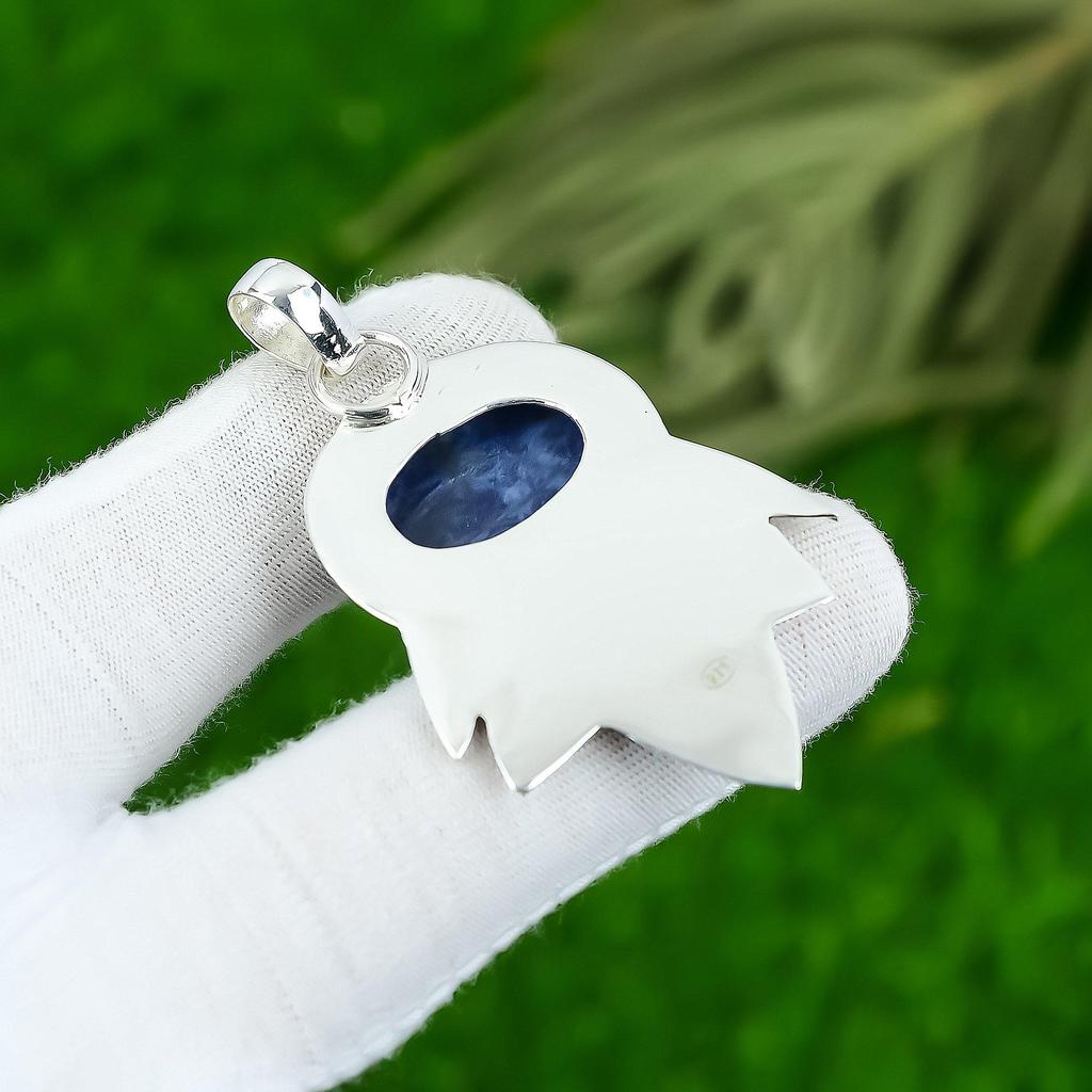 Подвеска из натурального содалита, серебро 925 пробы, индийские украшения для женщин