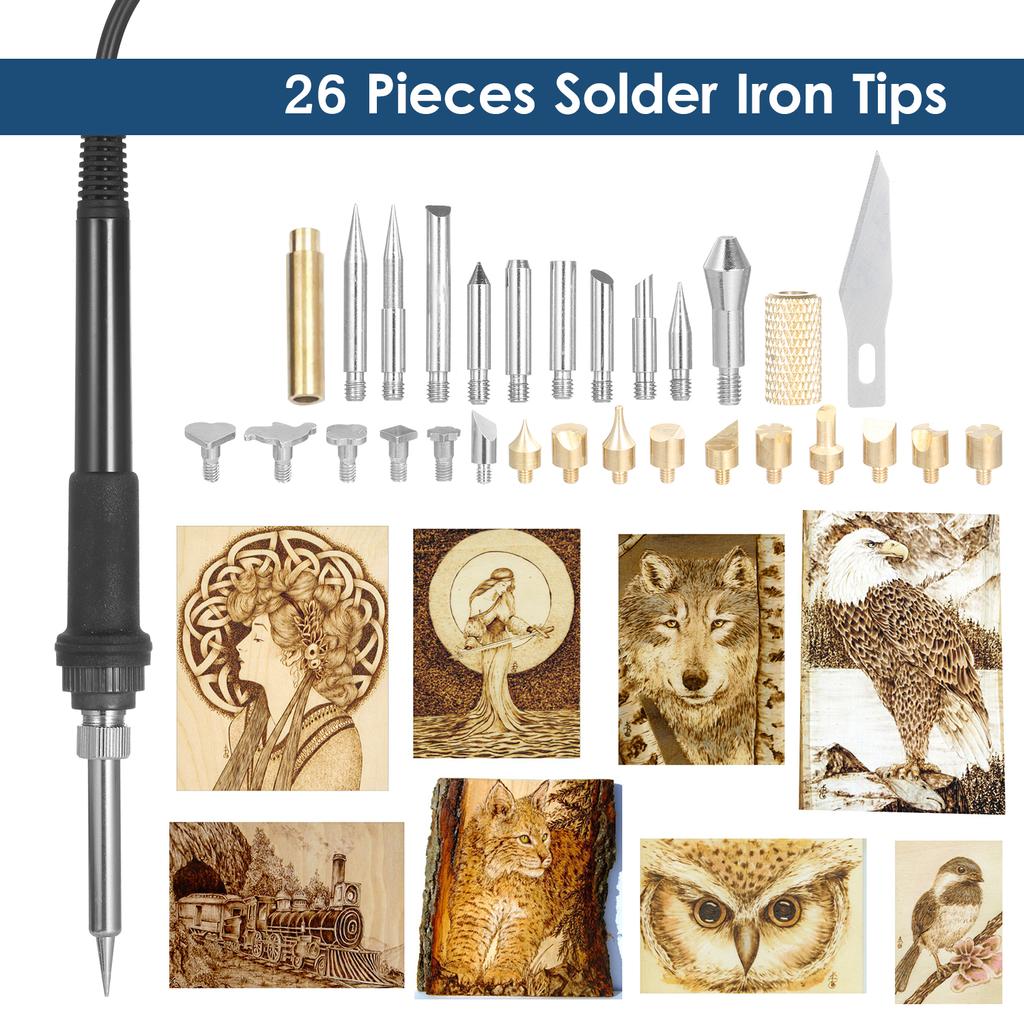60W 220V 55-Piece Woodburner Pyrography Wood Leather Burning Tool Kit Adjustable Temperature 32 Fahrenheit  To