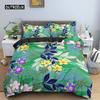 Flowers King Queen Duvet Cover 3D Colorful Floral Printed Polyester Bedding Set for Teens Adults Women Leaves Soft Quilt Cover