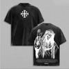 Vintage Washed Oversized Pure Cotton Tee Gothic Y2K Jesus Graphic Short Sleeve Trendy Streetwear Daily Birthday Gift Outfit Tops