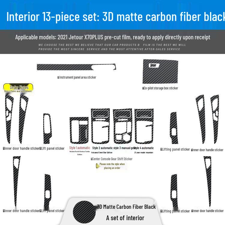Jetour X70PLUS Carbon Fiber Interior Gear Shift & Door Anti-Kick Sticker