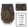 XINRAN Synthetic 4PCS  Invisible Lace Clip In Hair Extensions Short Wavy Natural Thick Hairpieces For Women Daily Wear