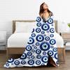 Mediterranean Evil Eye Flannel Blankets Warm Soft Charm Blue Throw Blanket Winter Airplane Travel Chair Sofa Bed Funny Bedspread