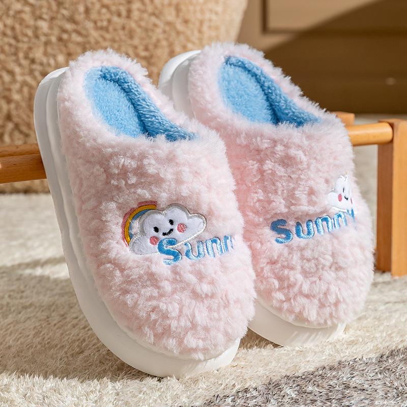 Bow Head Cotton Slippers Home Warm Cotton Drag Autumn and Winter Couple Fashion Plush Cotton Slippers