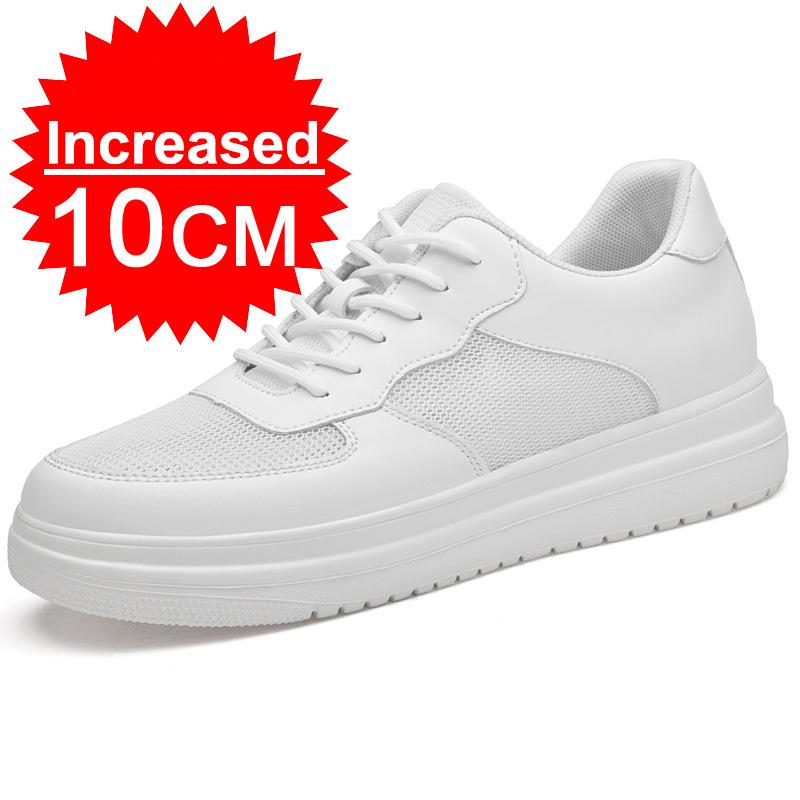 Men Leather Heightening Elevator Shoes Breathable Mesh Height Increase Thick Sole Shoes Man Height Insole 6/8/10CM Men Sneakers