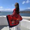 Summer cotton and linen feel scarf travel silk scarf sun protection air conditioner large shawl women's beach towel ethnic style scarf