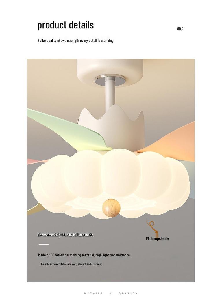 Бесшумный светодиодный потолочный вентилятор с подсветкой для детской комнаты и кабинета