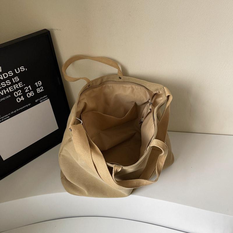 Холщовая сумка женская большая вместительная сумка через плечо студенческая однотонная сумка через плечо для поездок на работу