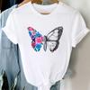 Tshirt Ladeis 2025 Summer Butterfly Flower Female Tee Tops Casual Short Sleeve White Tshirts Streetwear Harajuku Tee Shirt Femme
