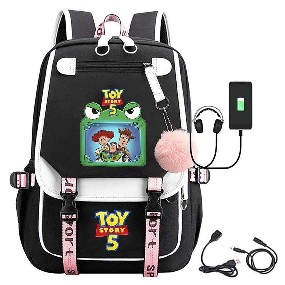 Toy Story 5 Printed Canvas Backpack With Breathable Design For Middle School Students And Travel
