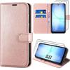 Protective Case - BOOLING - for Samsung Galaxy A17 4G/5G - Scratch-Resistant Pink Synthetic Leather - 2 Screen Protectors