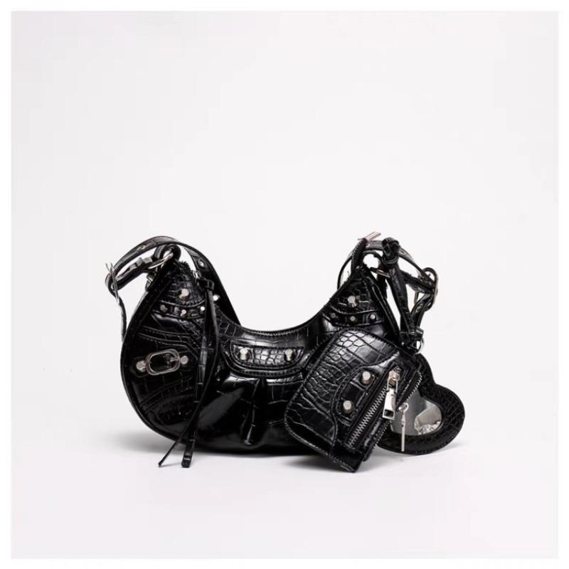Новая сумка-подмышка в стиле панк-шик для байкера — многофункциональная плиссированная сумка через плечо с заклепками и кисточками, с кромкой Y2K для ночных клубов и улиц