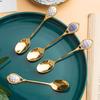 Stainless Steel Golden Coffee Milk Spoon Creative Stirring Spoon Elegent Ceramic Dessert Honey Spoons