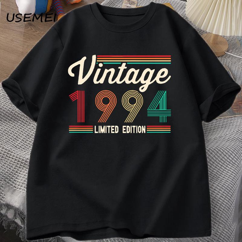 Футболка унисекс из хлопка с короткими рукавами, родилась в 1994 году, винтажные футболки на 30-летие, унисекс, свободные размеры, одежда унисекс, унисекс
