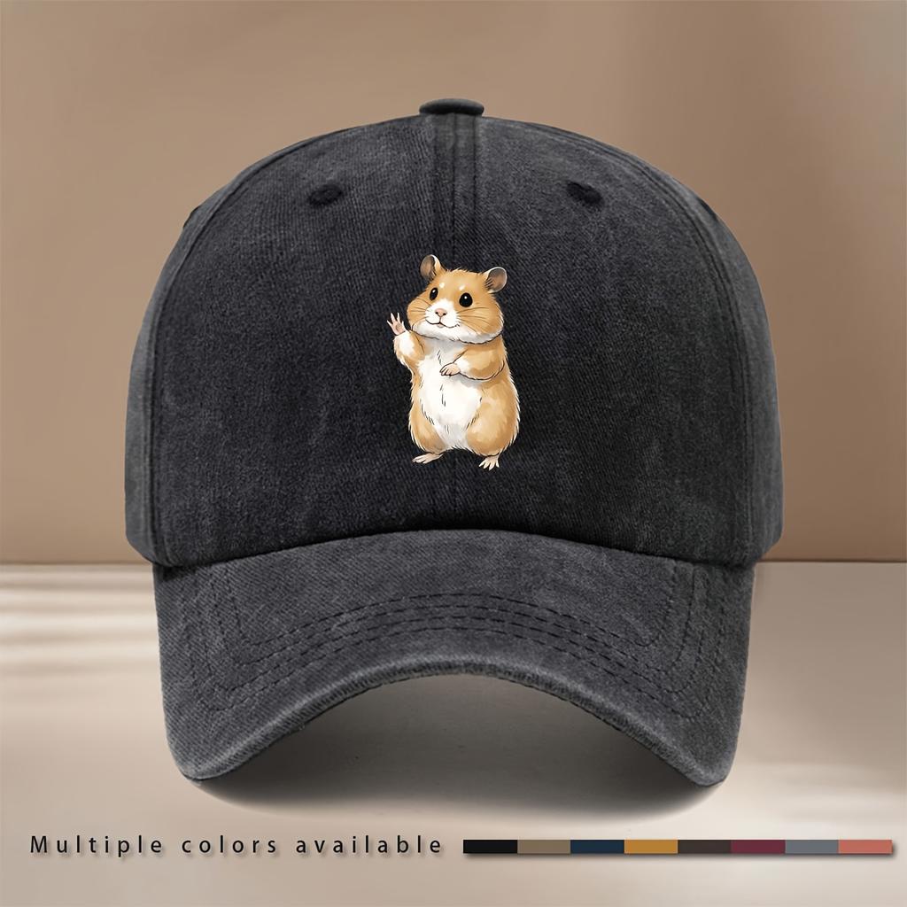 Hamster pattern baseball cap adjustable size peaked cap men and women same style simple trendy curved brim hat