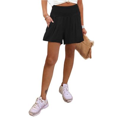 Летние женские шорты, однотонные шорты с высокой талией, повседневные брюки
