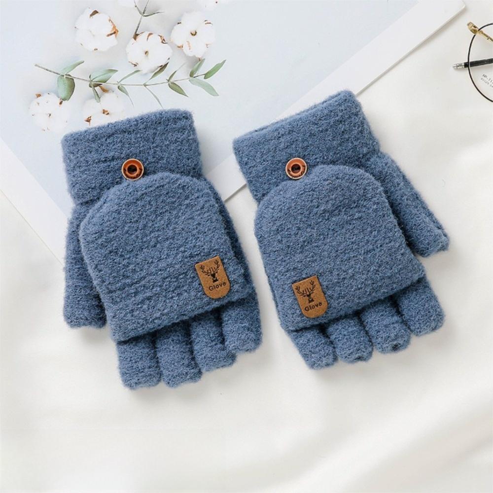 Warm Winter Knitted Gloves Thickened Writing Mittens Fashion Half Finger Mittens for Men